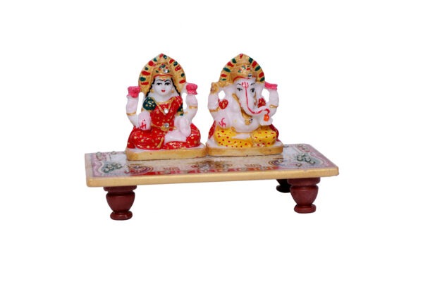 Marble Laxmi Ganesh Idol with Chowki