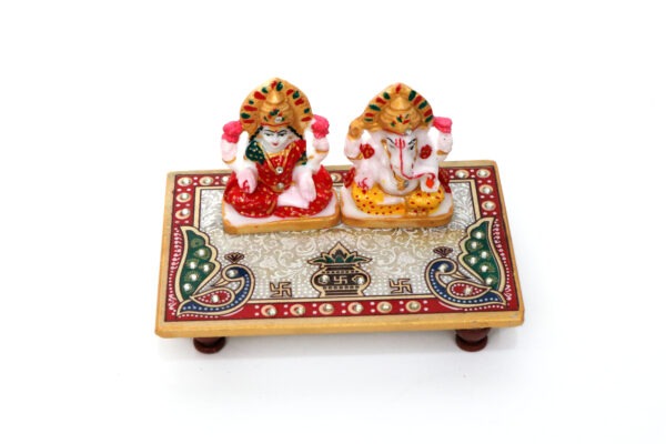 Marble Laxmi Ganesh Idol with Chowki