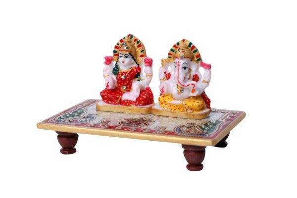 Marble Laxmi Ganesh Idol with Chowki