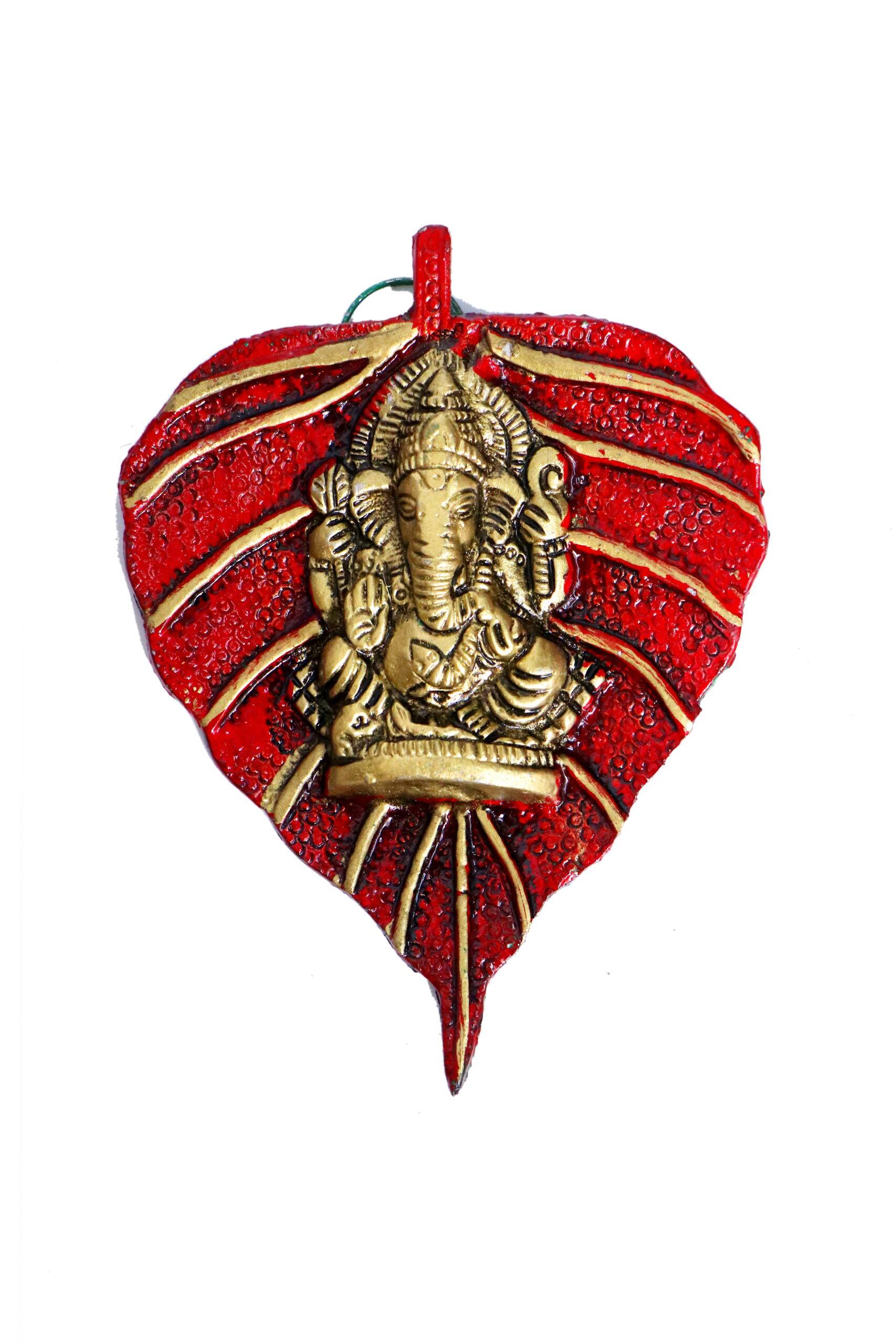 Metal Lord Ganesha on Leaf